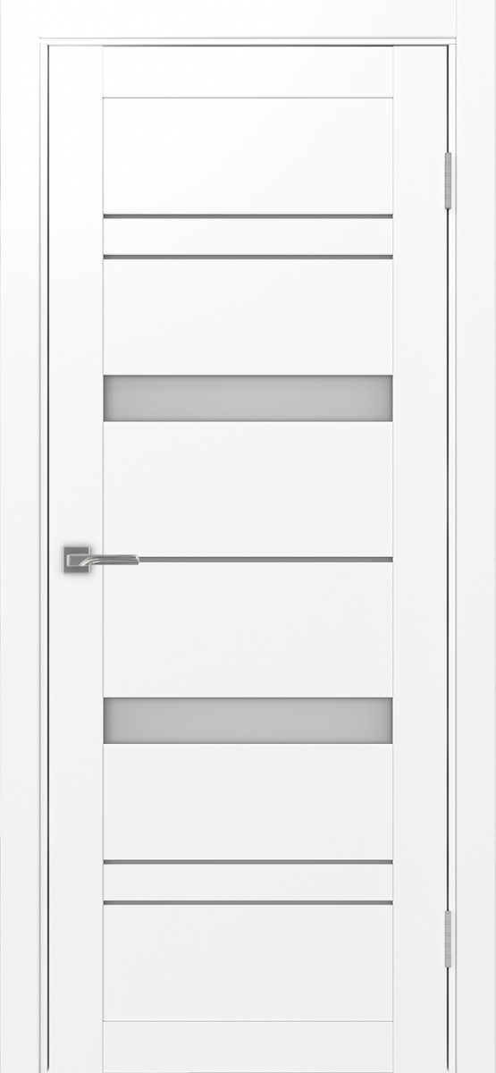 Дверь межкомнатная Оптима Порте Турин 562.12, цвет белый снежный, экошпон, стекло мателюкс