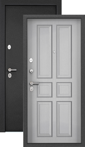 Дверь входная Страж Х-5 М.Р, 2 замка, 1,2 мм металл, (темно-серый графит букле+белый матовый дуб)