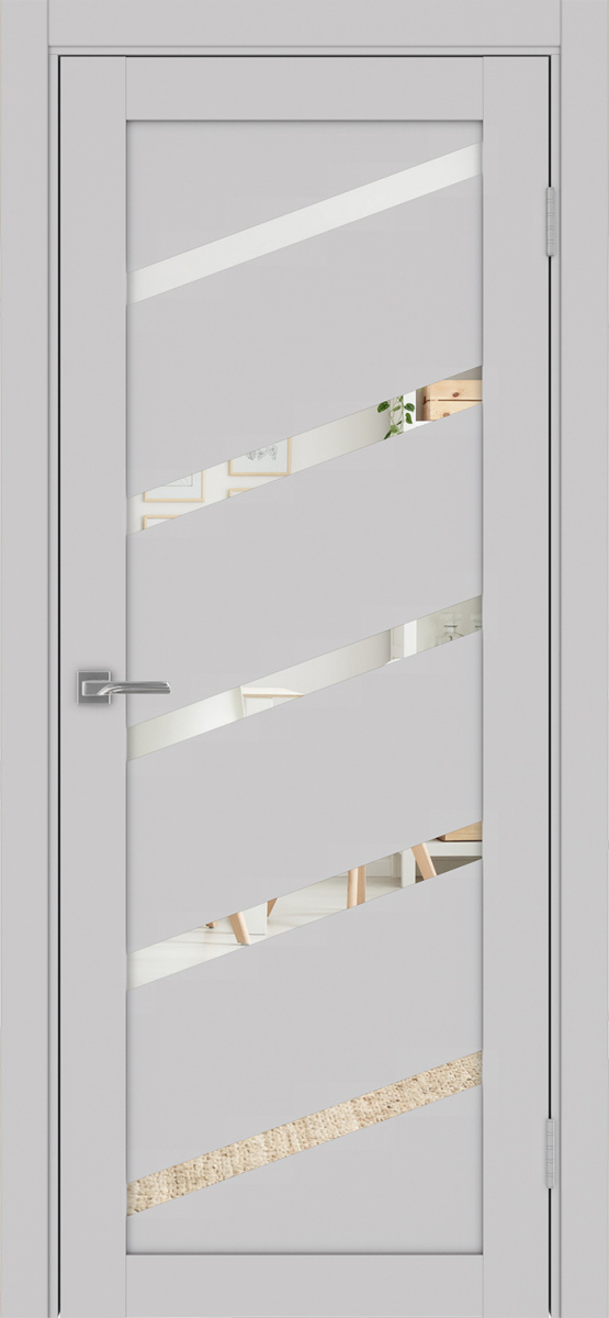 Дверь межкомнатная Оптима Порте Турин 506У.112, цвет пепельный, экошпон, зеркало