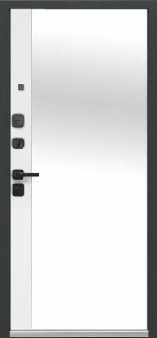 Теплая дверь входная Феррони Люксор 2 мдф Дуб Вертикаль Зеркало, 2 замка, 1,4 мм металл, (черный сатин/канадский дуб пацифик+белый эмалит) #3