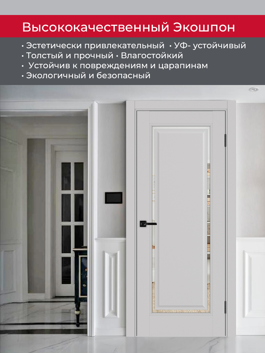 Дверь межкомнатная ХЬЮГОДОРС Генри НЬЮ 01сx210, цвет элегантный серый, экошпон, зеркало (гарантия - 5 лет) #4