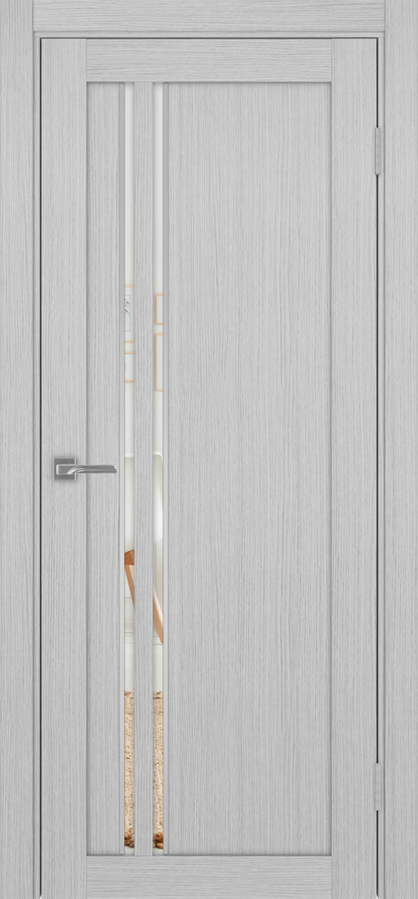 Дверь межкомнатная Оптима Порте Турин 525.121 АПС молдинг SC, цвет серый дуб, экошпон, зеркало