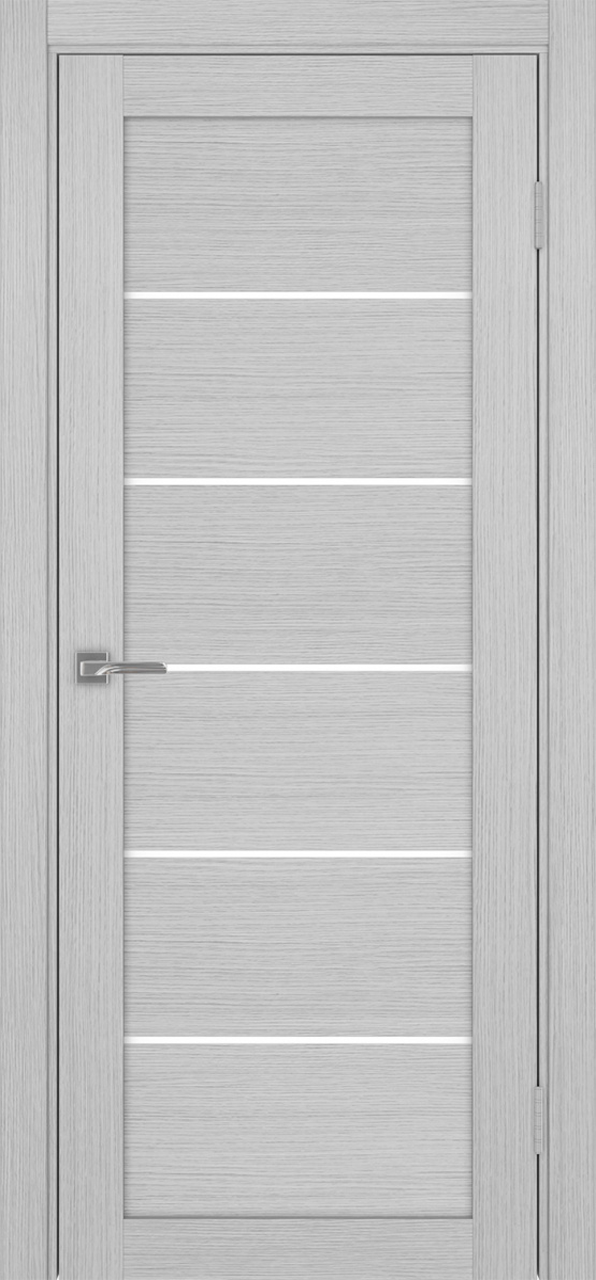 Дверь межкомнатная Оптима Порте Турин 506.12, цвет серый дуб, экошпон, стекло лакобель белое