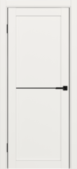 Дверь межкомнатная ХЬЮГОДОРС Дуглас 02x110пп молдинг черный (черная алюминиевая кромка с 2х сторон), цвет слоновая кость, экошпон, глухая (гарантия - 5 лет)