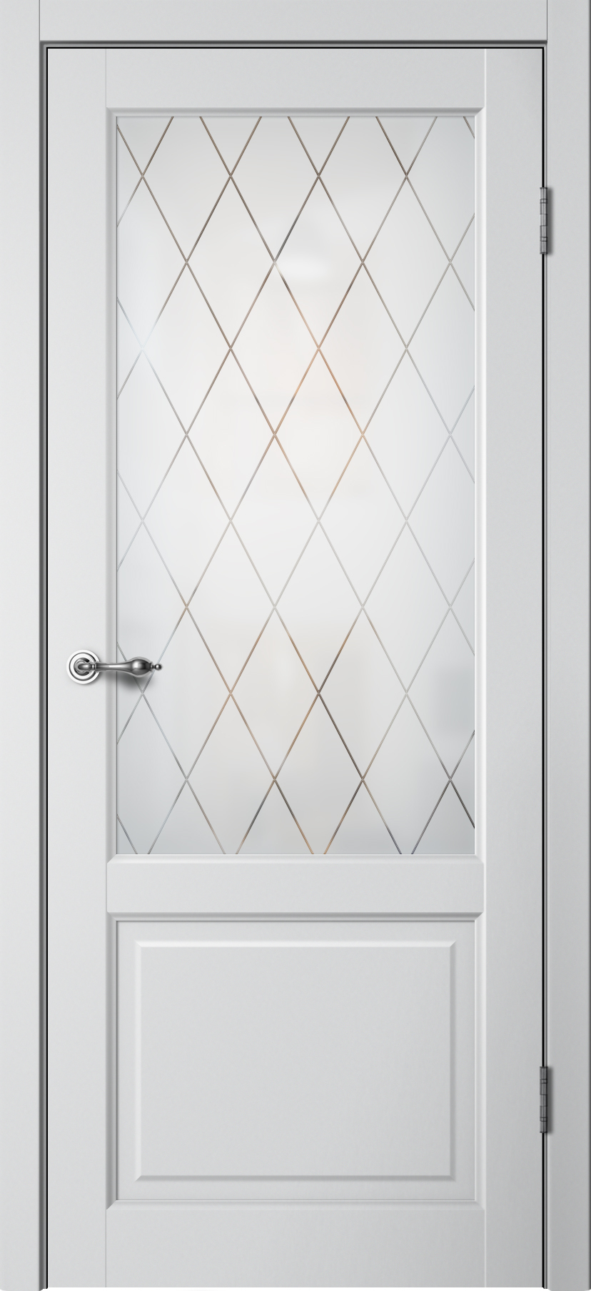 Дверь межкомнатная Сибирь Профиль Классик C2 ПО, цвет серебристый, эмалит, стекло художественное Английская решётка