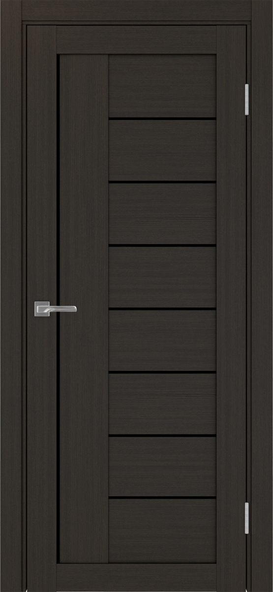 Дверь межкомнатная Оптима Порте Турин 524.21, цвет венге, экошпон, стекло лакобель черное