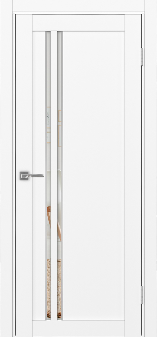 Дверь межкомнатная Оптима Порте Турин 525.121 АПС молдинг SC, цвет белый снежный, экошпон, зеркало