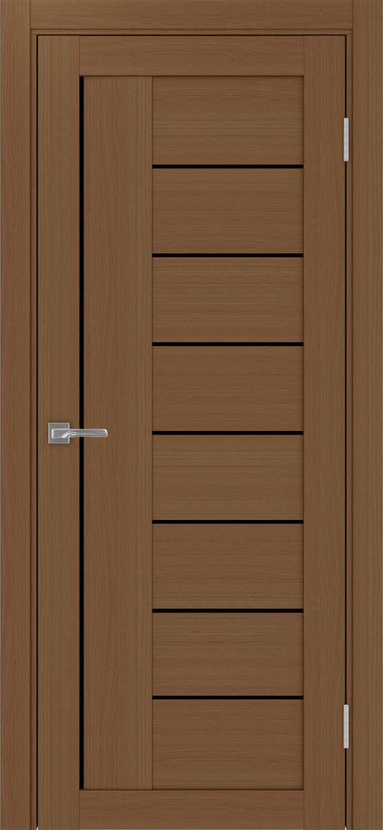 Дверь межкомнатная Оптима Порте Турин 524.21, цвет орех, экошпон, стекло лакобель черное