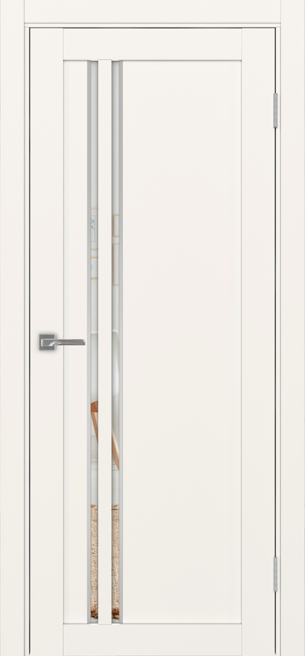 Дверь межкомнатная Оптима Порте Турин 525.121 АПС молдинг SC, цвет бежевый, экошпон, зеркало