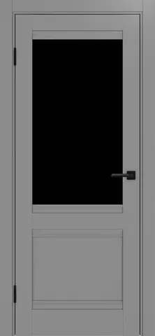 Дверь межкомнатная ХЬЮГОДОРС Дуглас 02Ux210, цвет благородный серый, экошпон, стекло черное (гарантия - 5 лет)