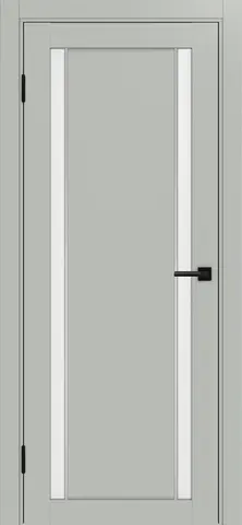 Дверь межкомнатная ХЬЮГОДОРС Дуглас 22х2120 сс молдинг серебро, цвет дымчатый сатин, экошпон, стекло матовое (гарантия - 5 лет)