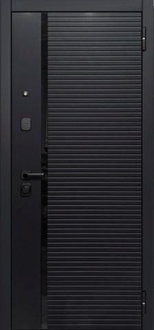 Теплая дверь входная Феррони 9 см Черное зеркало, 2 замка, 1,2 мм металл, (черный сатин+черный сатин) #2