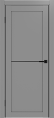 Дверь межкомнатная ХЬЮГОДОРС Дуглас 02x110пп молдинг черный (черная алюминиевая кромка с 2х сторон), цвет благородный серый, экошпон, глухая (гарантия - 5 лет)