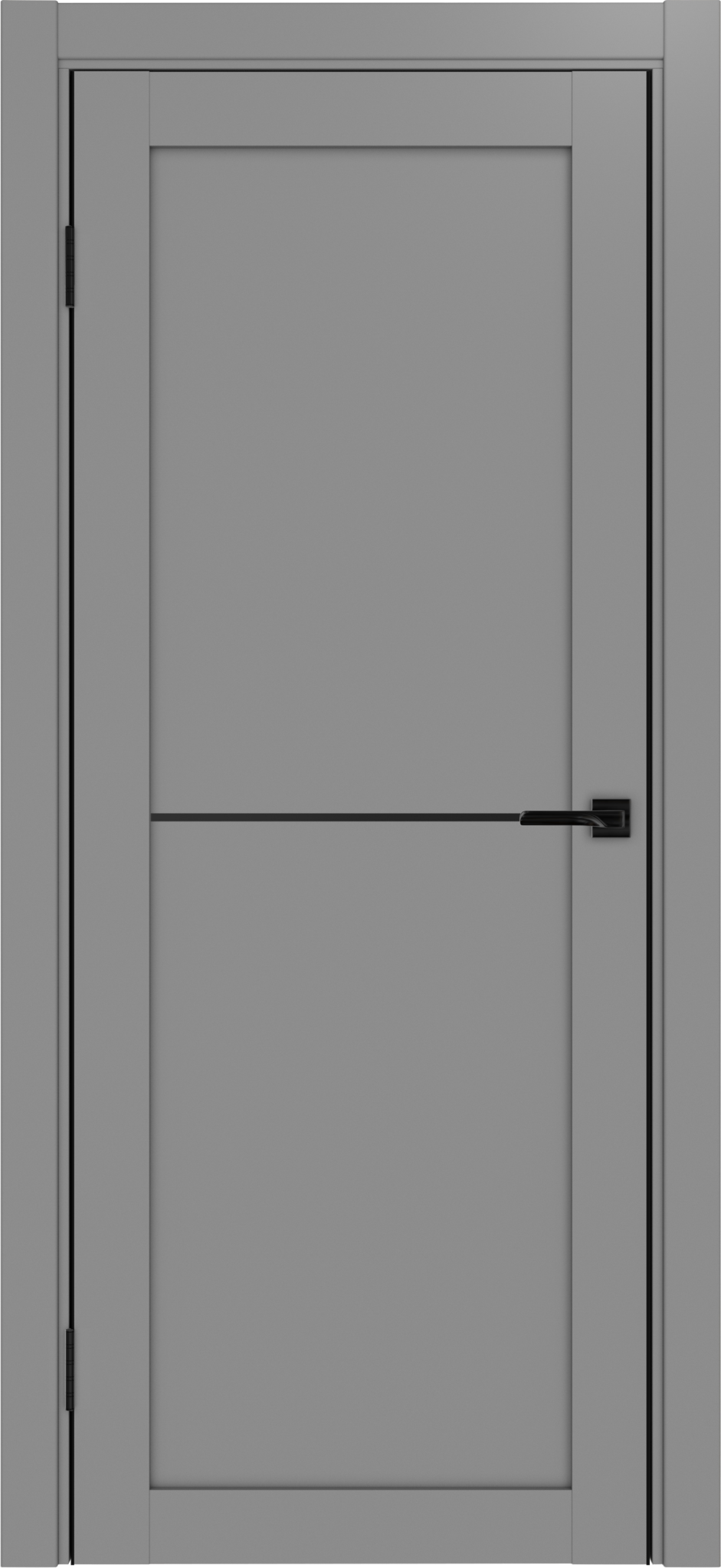 Дверь межкомнатная ХЬЮГОДОРС Дуглас 02x110пп молдинг черный (черная алюминиевая кромка с 2х сторон), цвет благородный серый, экошпон, глухая (гарантия - 5 лет)