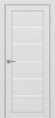 Дверь межкомнатная Оптима Порте Турин 506.12, цвет серебристый ясень, экошпон, стекло лакобель белое