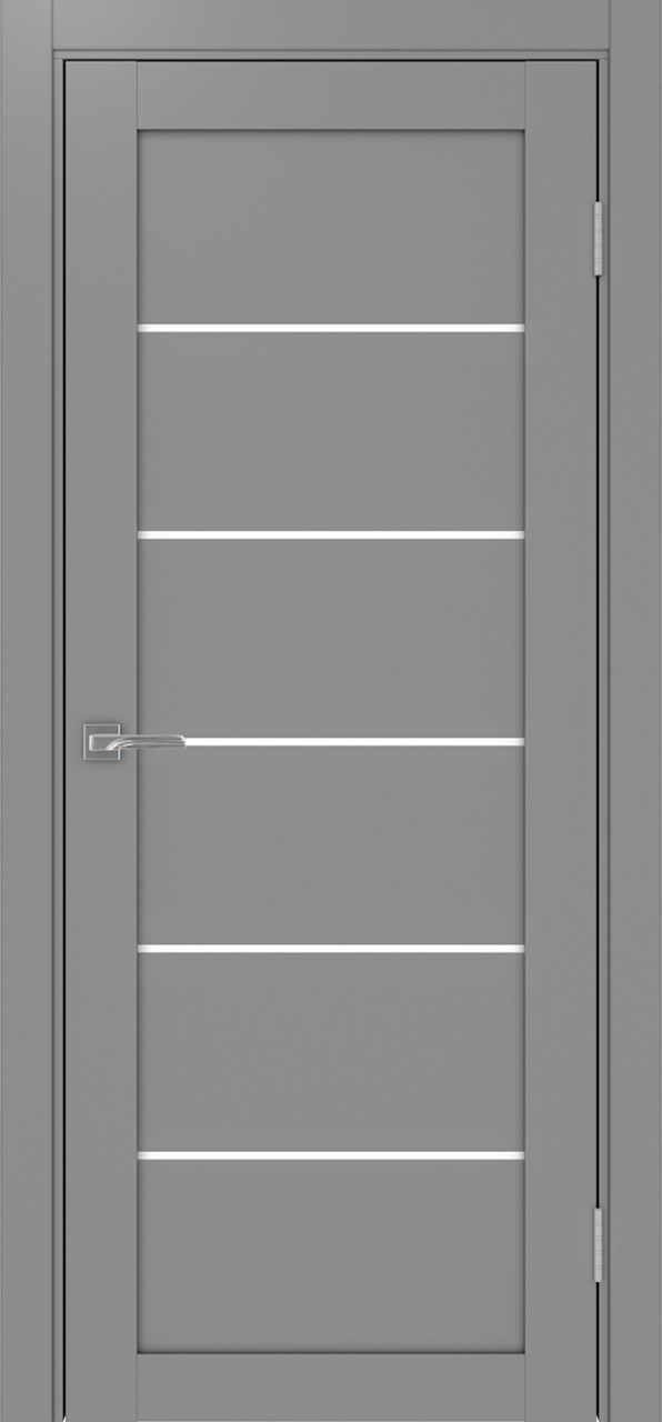 Дверь межкомнатная Оптима Порте Турин 506.12, цвет серый, экошпон, стекло лакобель белое