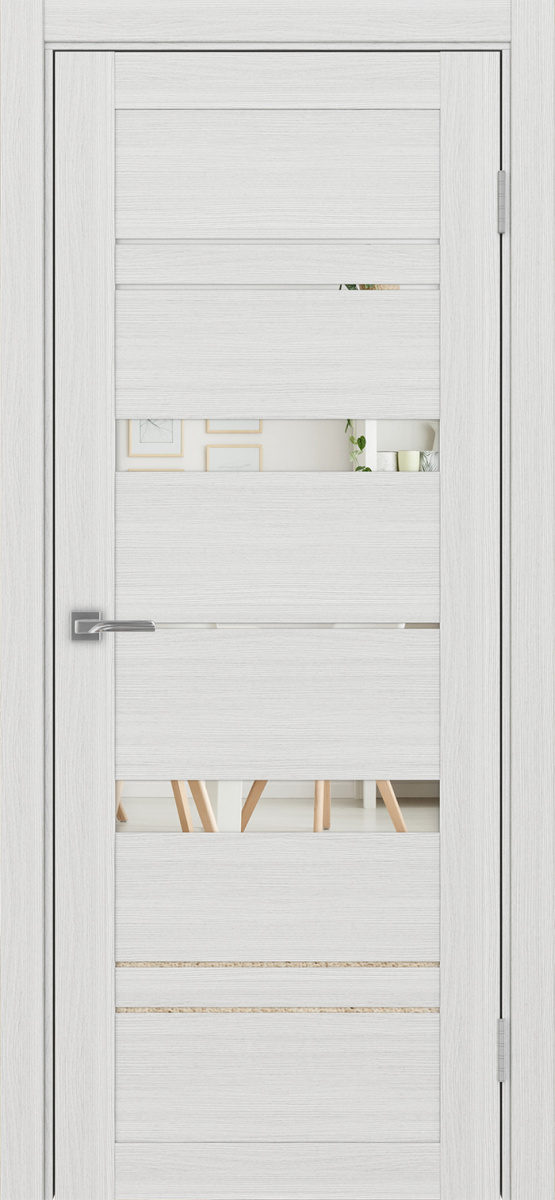 Дверь межкомнатная Оптима Порте Турин 562.12, цвет серебристый ясень, экошпон, зеркало