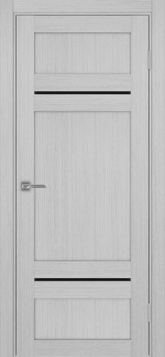 Дверь межкомнатная Оптима Порте Турин 532.12121, цвет серый дуб, экошпон, стекло лакобель черное