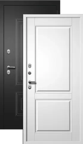 Термодверь входная FLY DOORS Шторм Термо, 2 замка, 1,4 мм металл, (черный букле+велюто бианко)