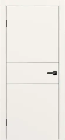 Дверь межкомнатная ХЬЮГОДОРС Харви 03 молдинг серебро (кромка пвх в цвет полотна с 4х сторон, врезка под замок), цвет слоновая кость, экошпон, глухая (гарантия - 5 лет)