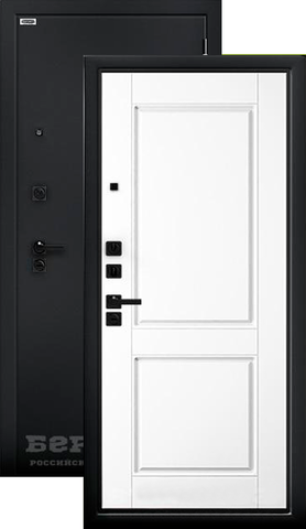 Теплая дверь входная Берлога Ультра Ромео, 2 замка, 1,7 мм металл, (черный букле+арктик эмалит)