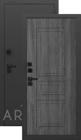 Термодверь входная Аргус Улица Тепло LE Гаральд, 2 замка, 2 мм металл, (муар графит 7021+графит дуб филадельфия)