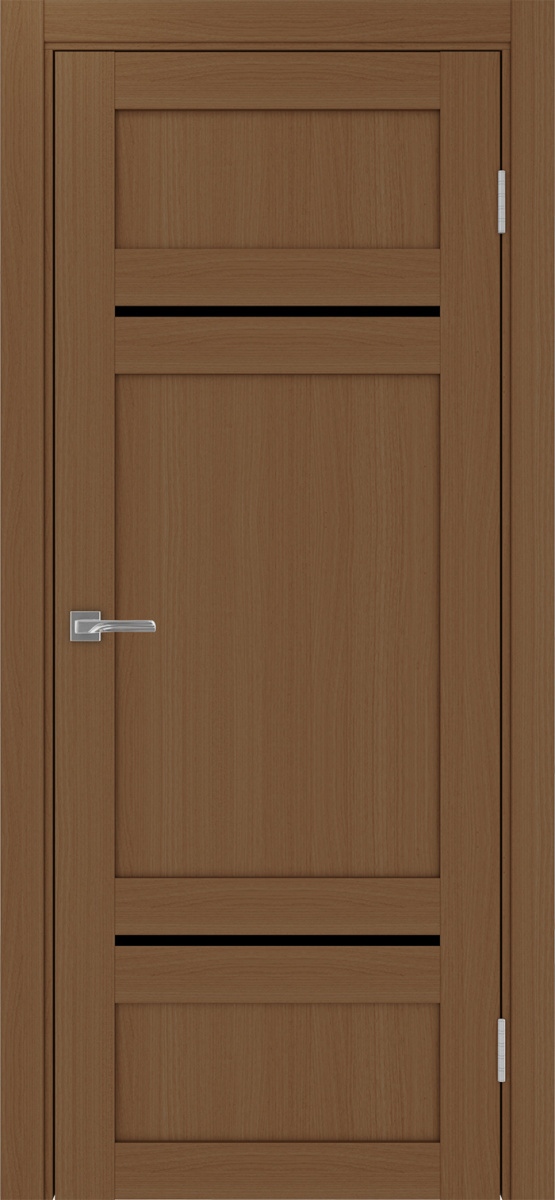 Дверь межкомнатная Оптима Порте Турин 532.12121, цвет орех, экошпон, стекло лакобель черное