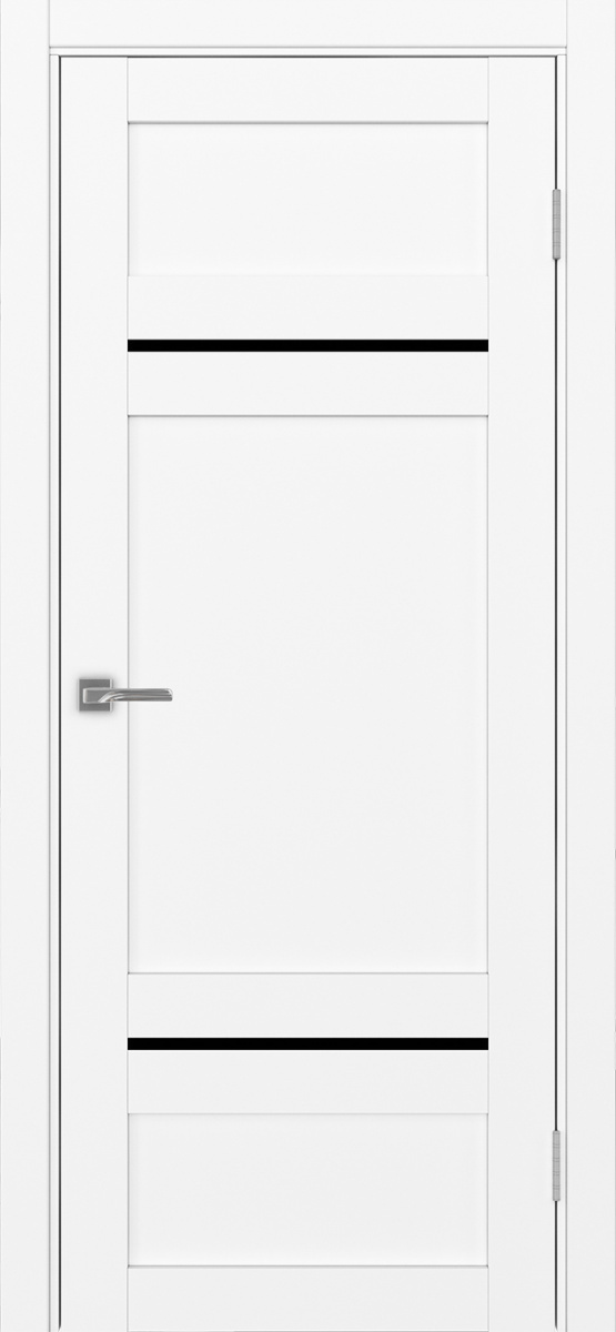 Дверь межкомнатная Оптима Порте Турин 532.12121, цвет белый снежный, экошпон, стекло лакобель черное