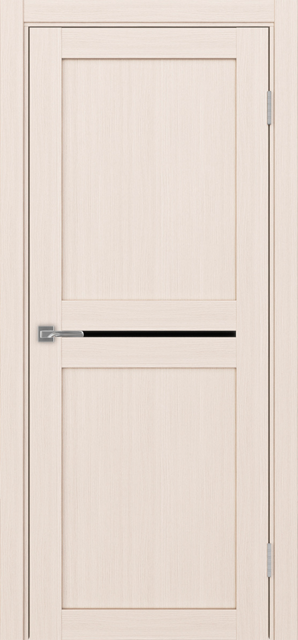 Дверь межкомнатная Оптима Порте Турин 520.121, цвет перламутровый ясень, экошпон, стекло лакобель черное