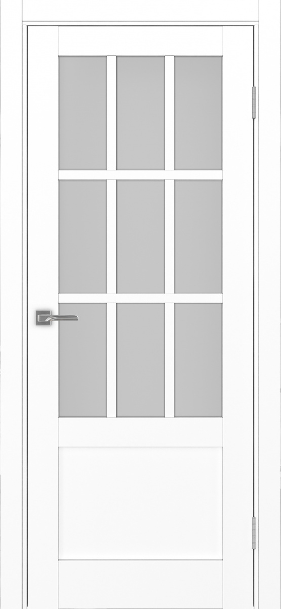Дверь межкомнатная Оптима Порте Турин 542ПФ.2221, цвет белый снежный, экошпон, стекло мателюкс
