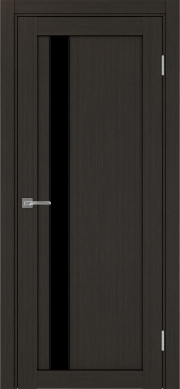 Дверь межкомнатная Оптима Порте Турин 528.121 АПП молдинг SB, цвет венге, экошпон, стекло лакобель черное