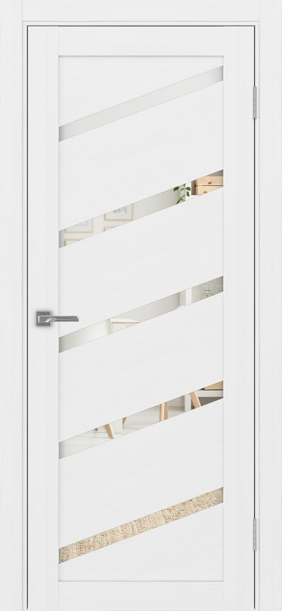 Дверь межкомнатная Оптима Порте Турин 506У.112, цвет белый лед, экошпон, зеркало