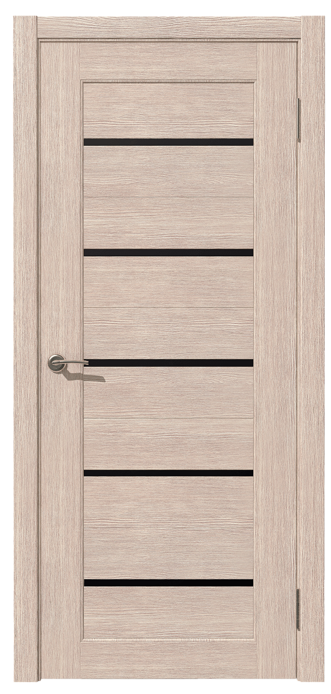 Дверь межкомнатная Дубрава Сибирь Флор Астра, цвет кремовая лиственница, эколайт, стекло АБС пластик черное