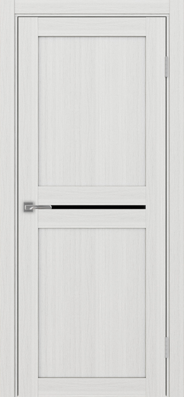 Дверь межкомнатная Оптима Порте Турин 520.121, цвет серебристый ясень, экошпон, стекло лакобель черное