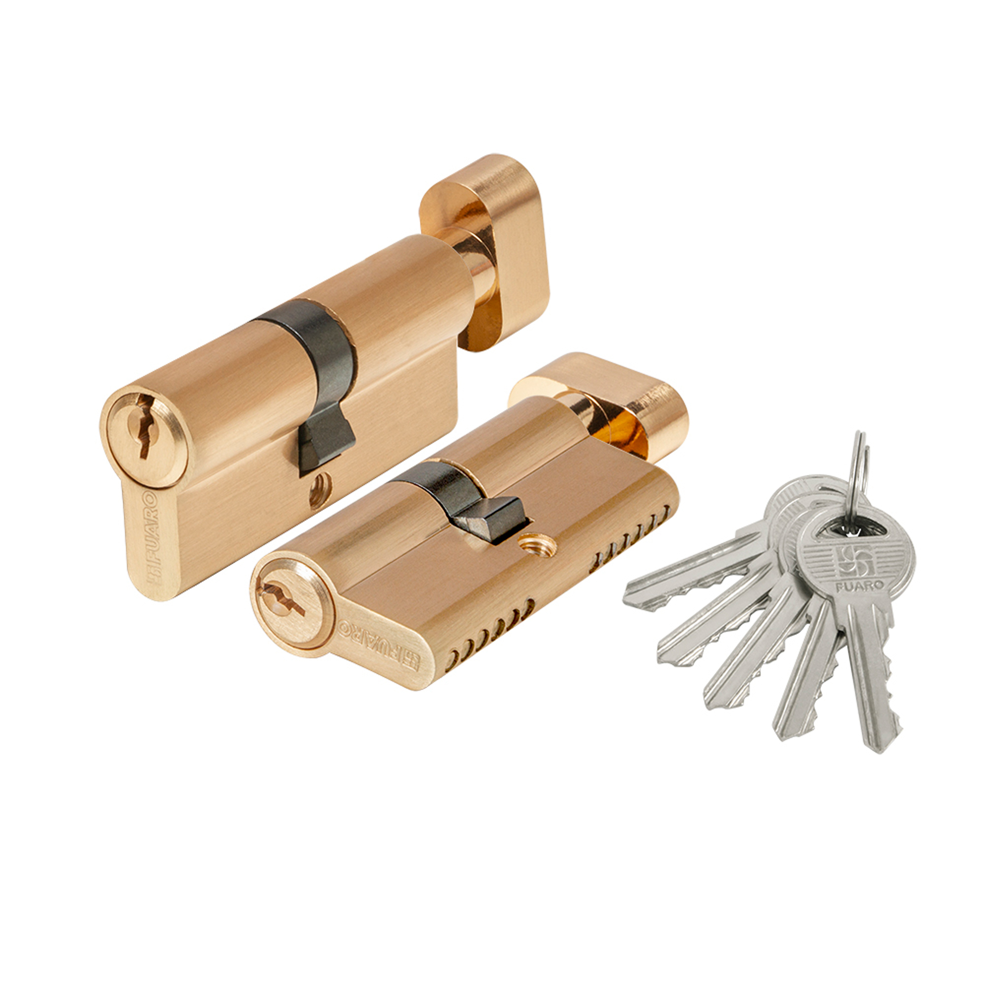 Цилиндр ключ-завертка Фуаро 1000ZM Knob70(30+10+30) SSG, цвет золото сатинированное (гарантия - 12 месяцев)