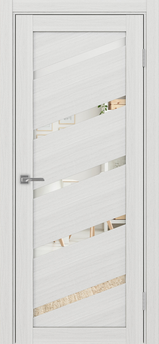 Дверь межкомнатная Оптима Порте Турин 506У.112, цвет серебристый ясень, экошпон, зеркало