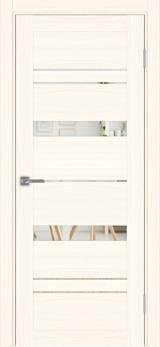 Дверь межкомнатная Оптима Порте Турин 562.12, цвет светлый ясень, экошпон, зеркало