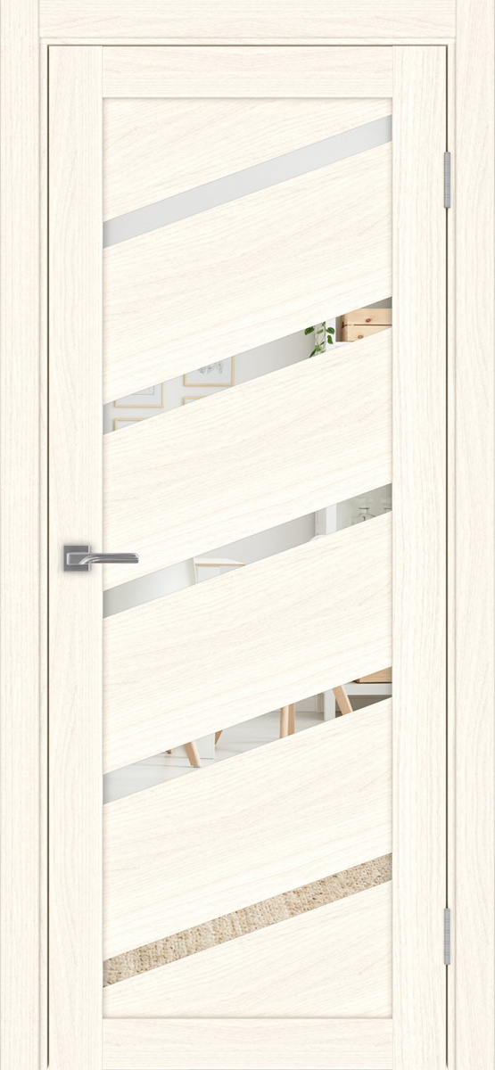 Дверь межкомнатная Оптима Порте Турин 506У.112, цвет светлый ясень, экошпон, зеркало