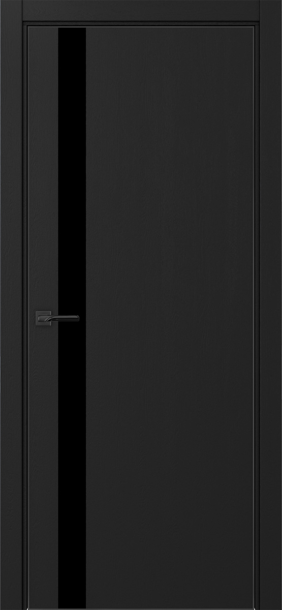 Дверь межкомнатная Оптима Порте Неаполь 211 (кромка алюминиевая черная с 4х сторон с врезкой под замок Морелли М1895 (М1885)), цвет антрацит, экошпон, стекло лакобель черное