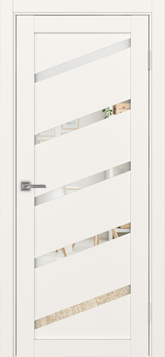 Дверь межкомнатная Оптима Порте Турин 506У.112, цвет бежевый, экошпон, зеркало