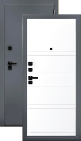 Теплая дверь входная Берлога Ультра Марвин, 2 замка, 1,8 мм металл, (синий графит букле+арктик эмалит)