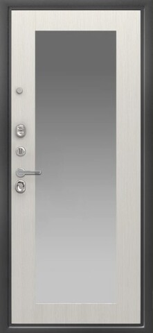 Теплая дверь входная Берлога Тринити Тринити Нова Милли зеркало (промо), 2 замка, 1,4 мм металл, (серебро антик+белый ясень) #3