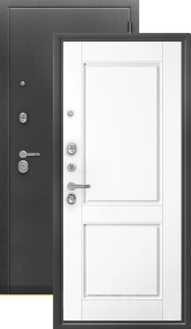 Теплая дверь входная Берлога Тринити Тринити Нова Ромео (промо), 2 замка, 1,4 мм металл, (серебро антик+арктик эмалит)