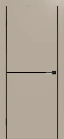 Дверь межкомнатная ХЬЮГОДОРС Харви 02 молдинг черный (кромка алюминиевая черная с 4х сторон, врезка под замок), цвет софт-браун сатин, экошпон, глухая (гарантия - 5 лет)