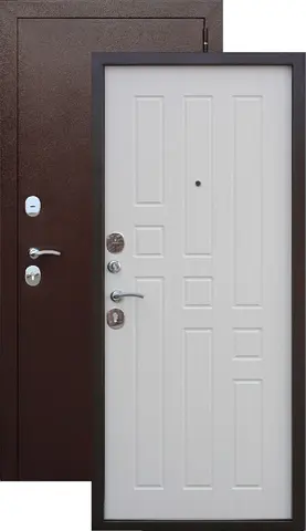 Дверь входная Феррони Гарда 8 мм, 2 замка, 1,2 мм металл, (медь антик+белый ясень)