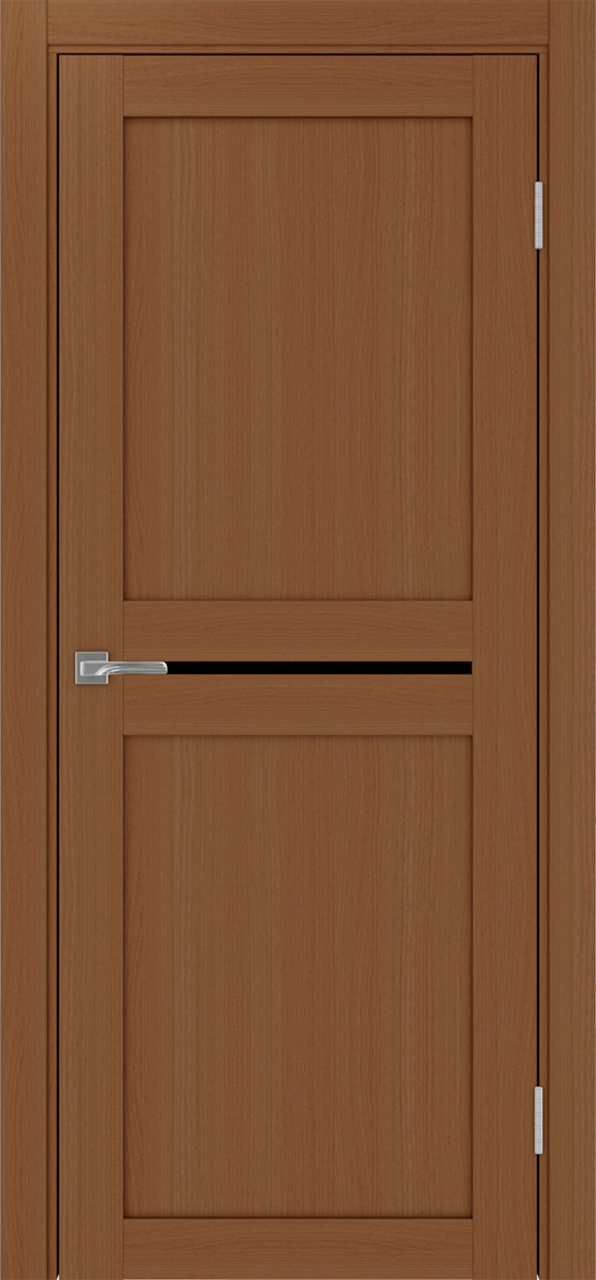 Дверь межкомнатная Оптима Порте Турин 520.121, цвет орех, экошпон, стекло лакобель черное