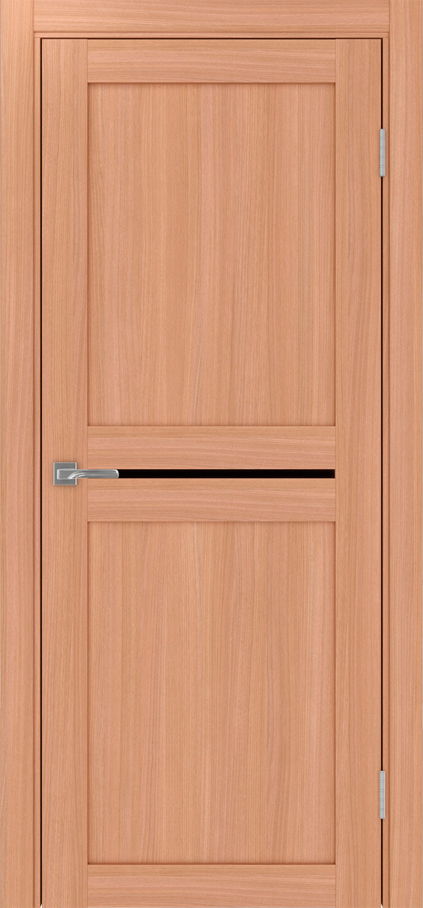 Дверь межкомнатная Оптима Порте Турин 520.121, цвет темный ясень, экошпон, стекло лакобель черное