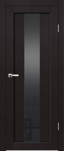 Дверь межкомнатная Синержи Капелла, цвет венге, экошпон, стекло лакобель черное