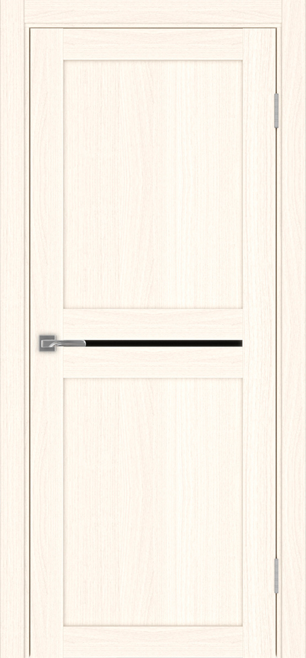 Дверь межкомнатная Оптима Порте Турин 520.121, цвет светлый ясень, экошпон, стекло лакобель черное