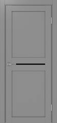 Дверь межкомнатная Оптима Порте Турин 520.121, цвет серый, экошпон, стекло лакобель черное